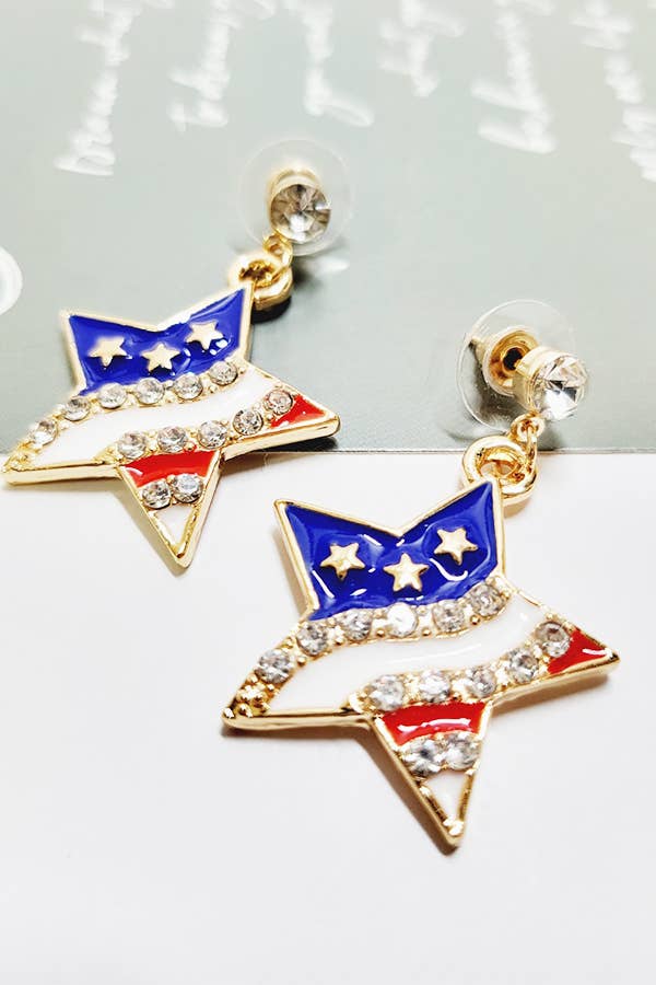 American Flag Dangle Earrings