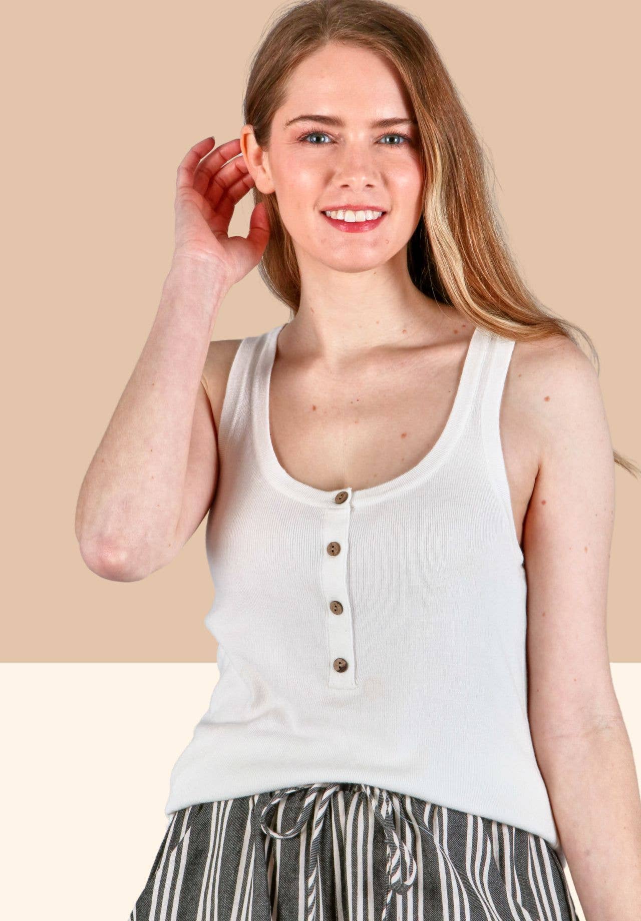 Cute as a button tank (3 COLORS)