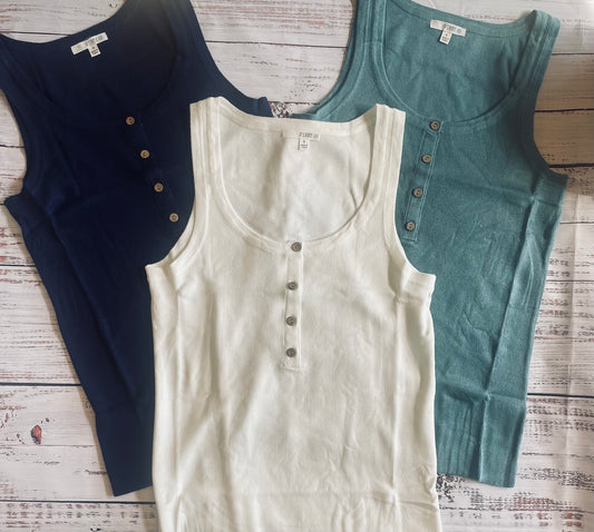 Cute as a button tank (3 COLORS)