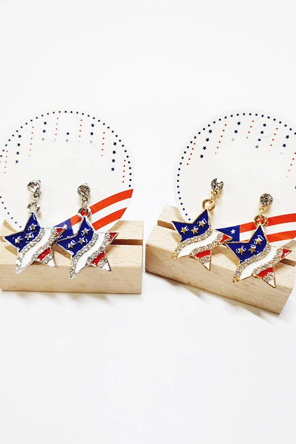 American Flag Dangle Earrings