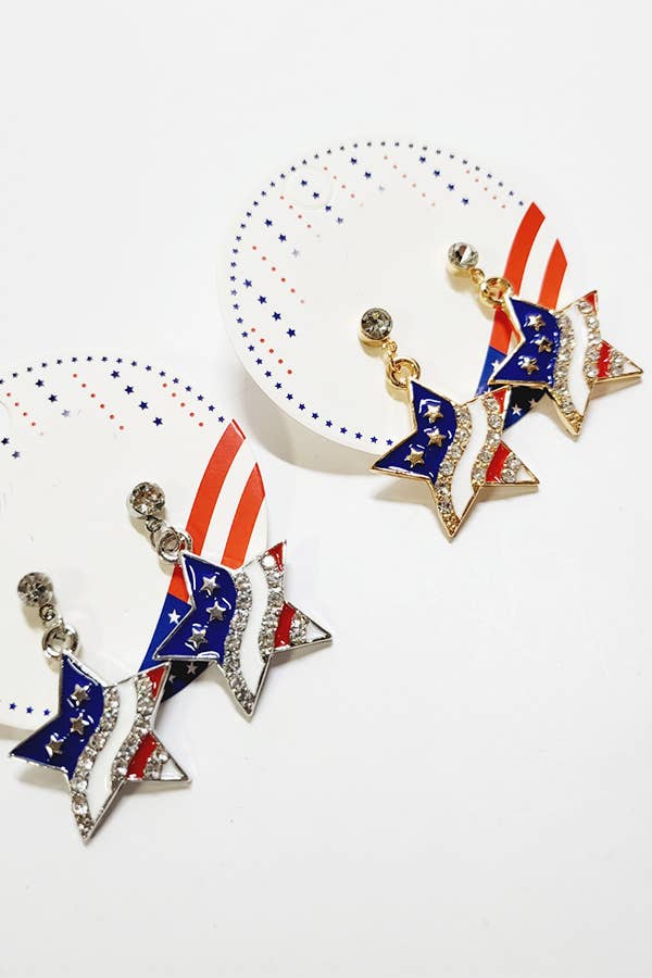 American Flag Dangle Earrings