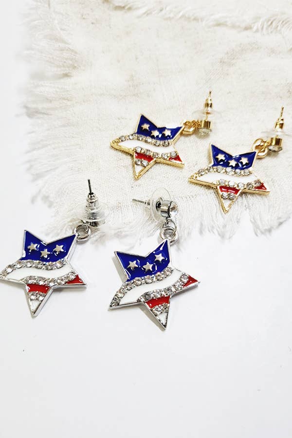 American Flag Dangle Earrings