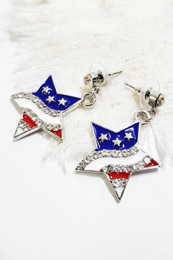 American Flag Dangle Earrings